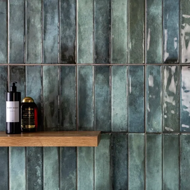 Lazio Green Gloss Brick Effect Wall Tiles
