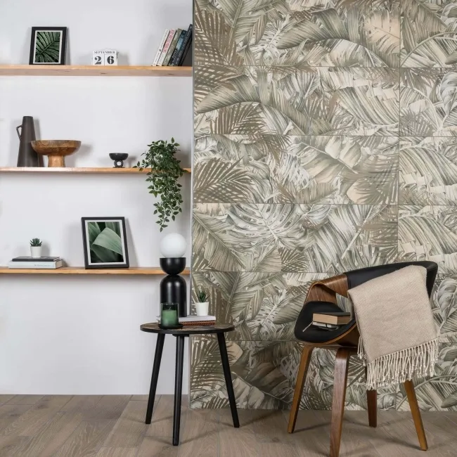Nature's Way Botanical Green Matt Pattern Wall Tiles
