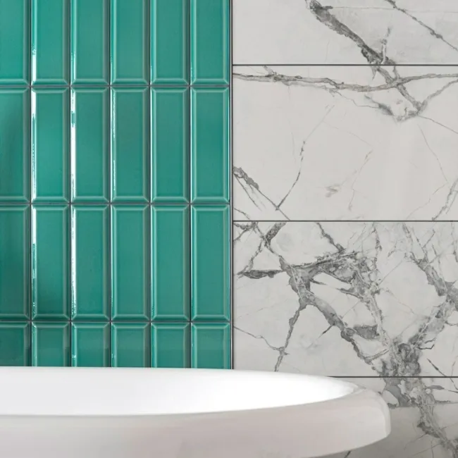 Plush Azulado Teal Green Matt Large Metro Wall Tiles
