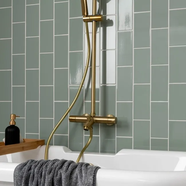 Rico Green Gloss Flat Metro Wall Tiles 200x100