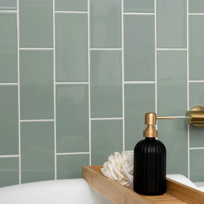 Rico Green Gloss Flat Metro Wall Tiles 200x100