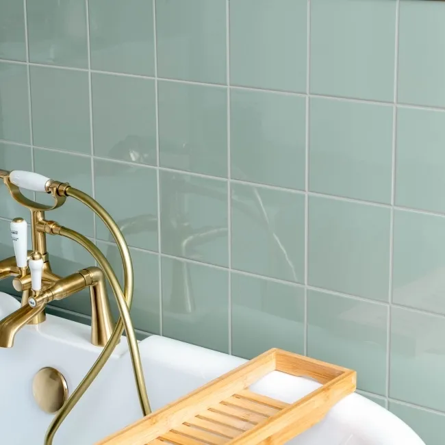 Rico Green Gloss Flat Square Wall Tiles 150x150