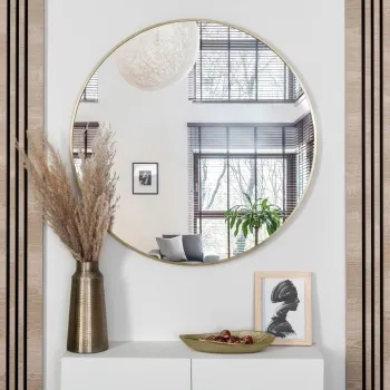 Trepanel Customise® Aluminium Framed Round Mirror Brushed Gold 800mm