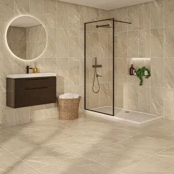 Devoke Beige Matt Stone Effect Wall and Floor Tiles 597x297