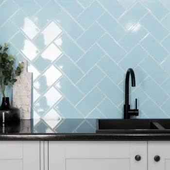 Rico Blue Gloss Flat Metro Wall Tiles 200x100