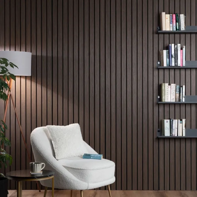 Trepanel® Walnut Brown Wide Slat Acoustic Wood Wall Panels