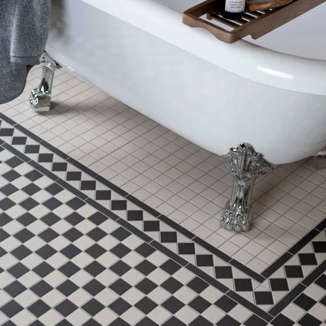 Churchill Snow & Midnight Chequer Mosaic Tiles