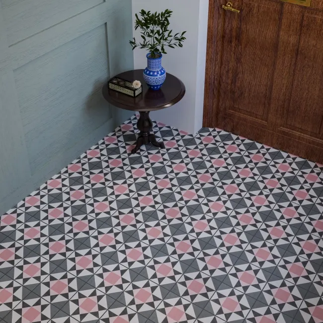 Geo Moroccan Pink Matt Patterned Wall and Floor Tiles