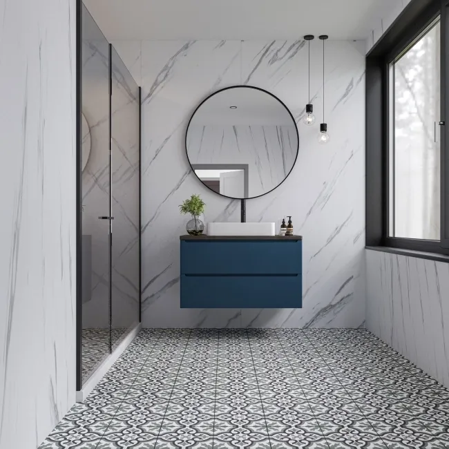 Zara Sage Green Porcelain Matt Patterned Floor Tiles